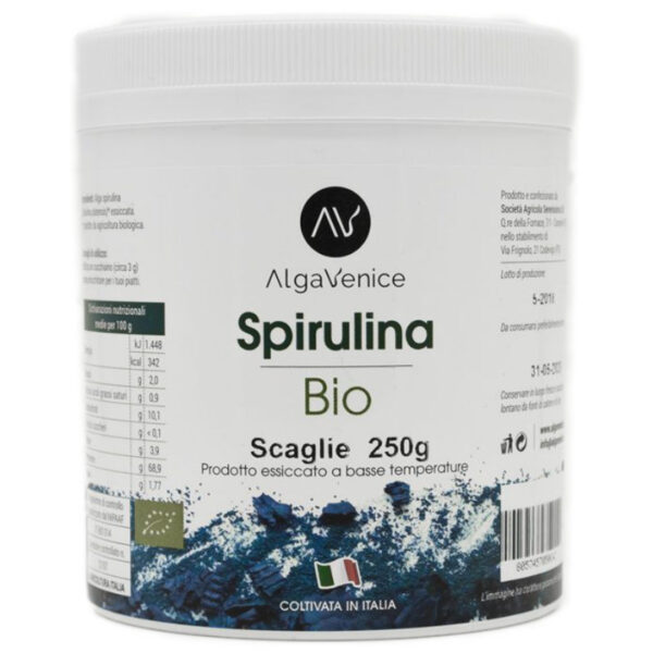 spirulina bio pura 100% in scaglie confezione 250gr